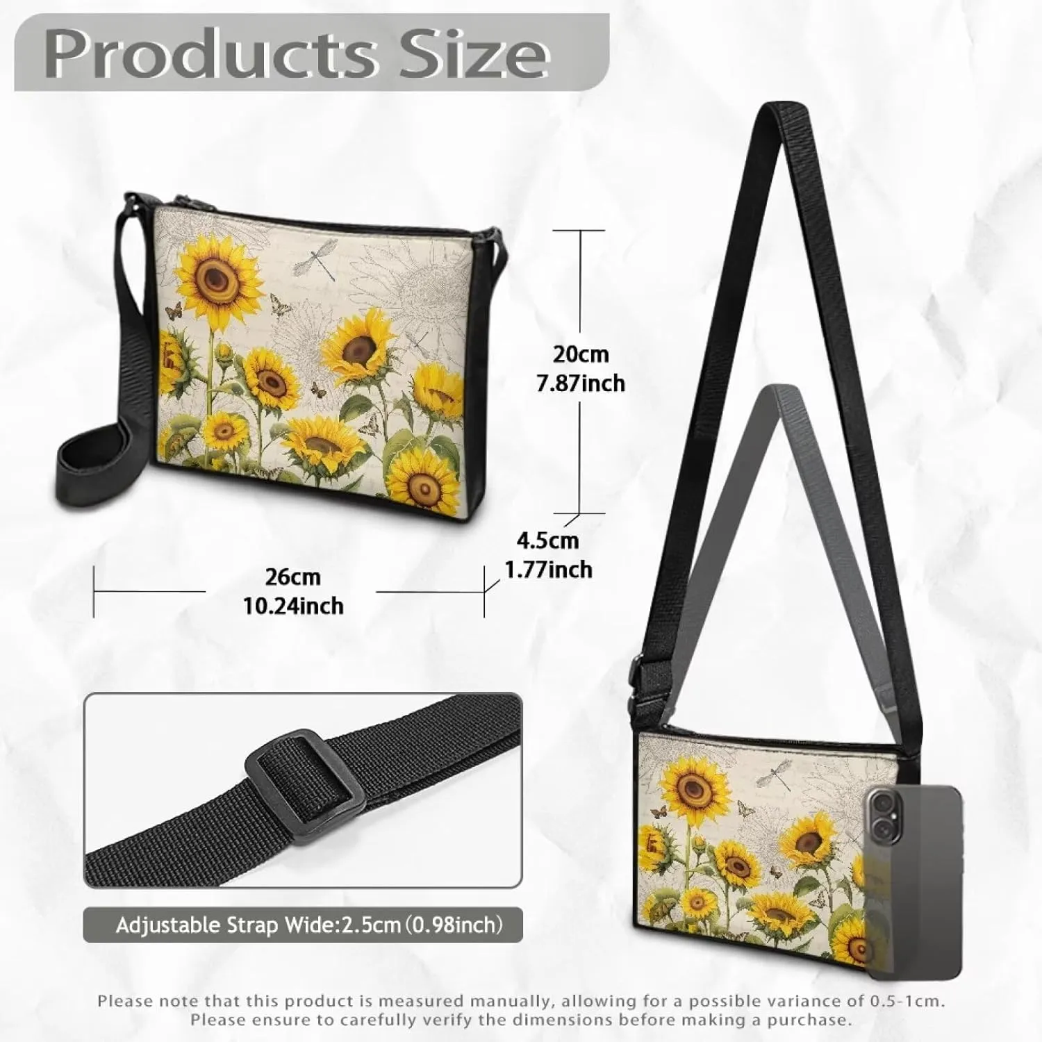 Small Shoulder Bag for Women ＆ Men Adjustable Crossbody Bag with Zipper Closure Trendy Sling Bag for Travel Sports