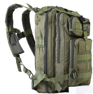 Small Tactical Backpack Military Survival Molle Army Go Bag Hunting Gym Rucking Hiking Camping Motorcycle Rucksack With Weights for Men and Women 30L (Green)