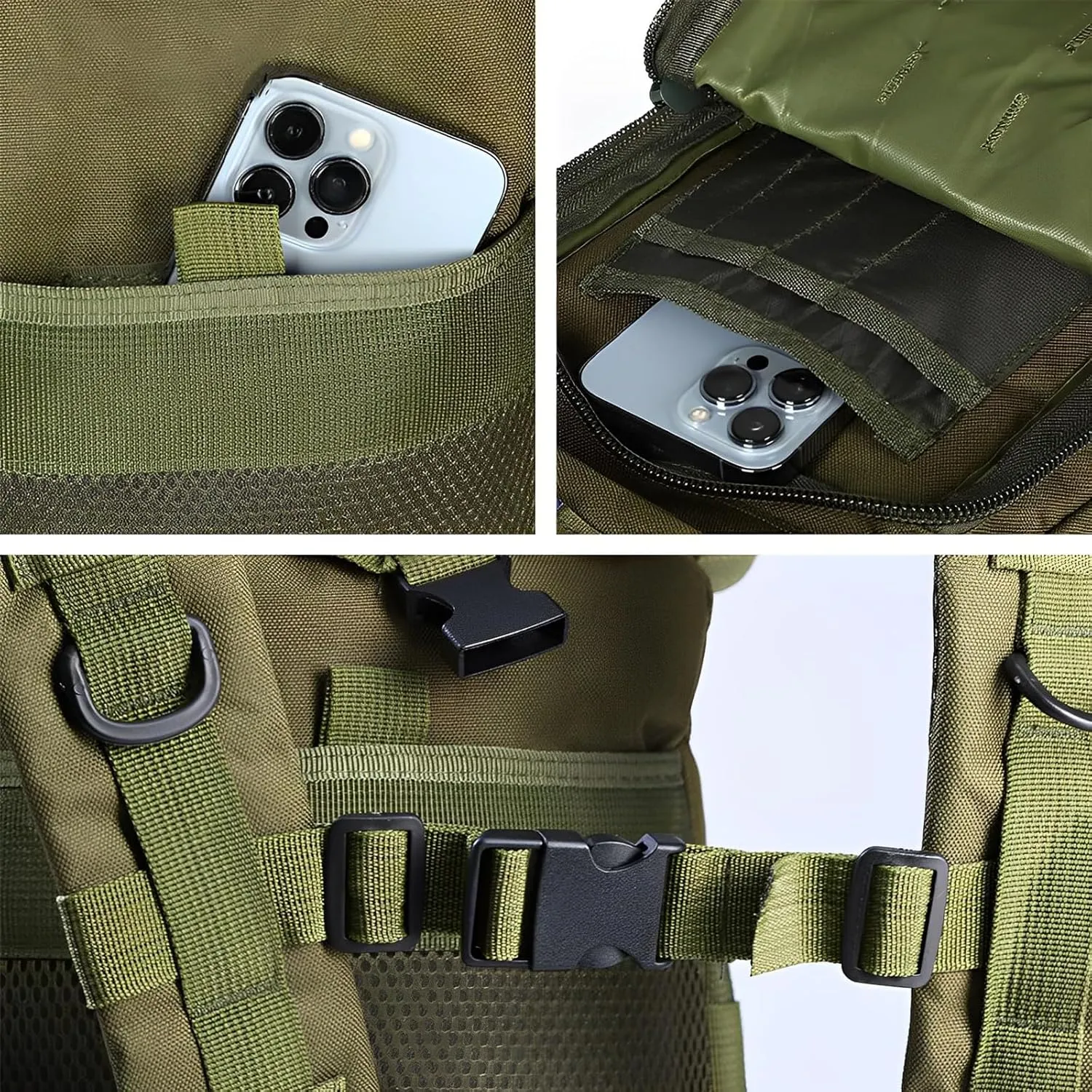 Small Tactical Backpack Military Survival Molle Army Go Bag Hunting Gym Rucking Hiking Camping Motorcycle Rucksack With Weights for Men and Women 30L (Green)
