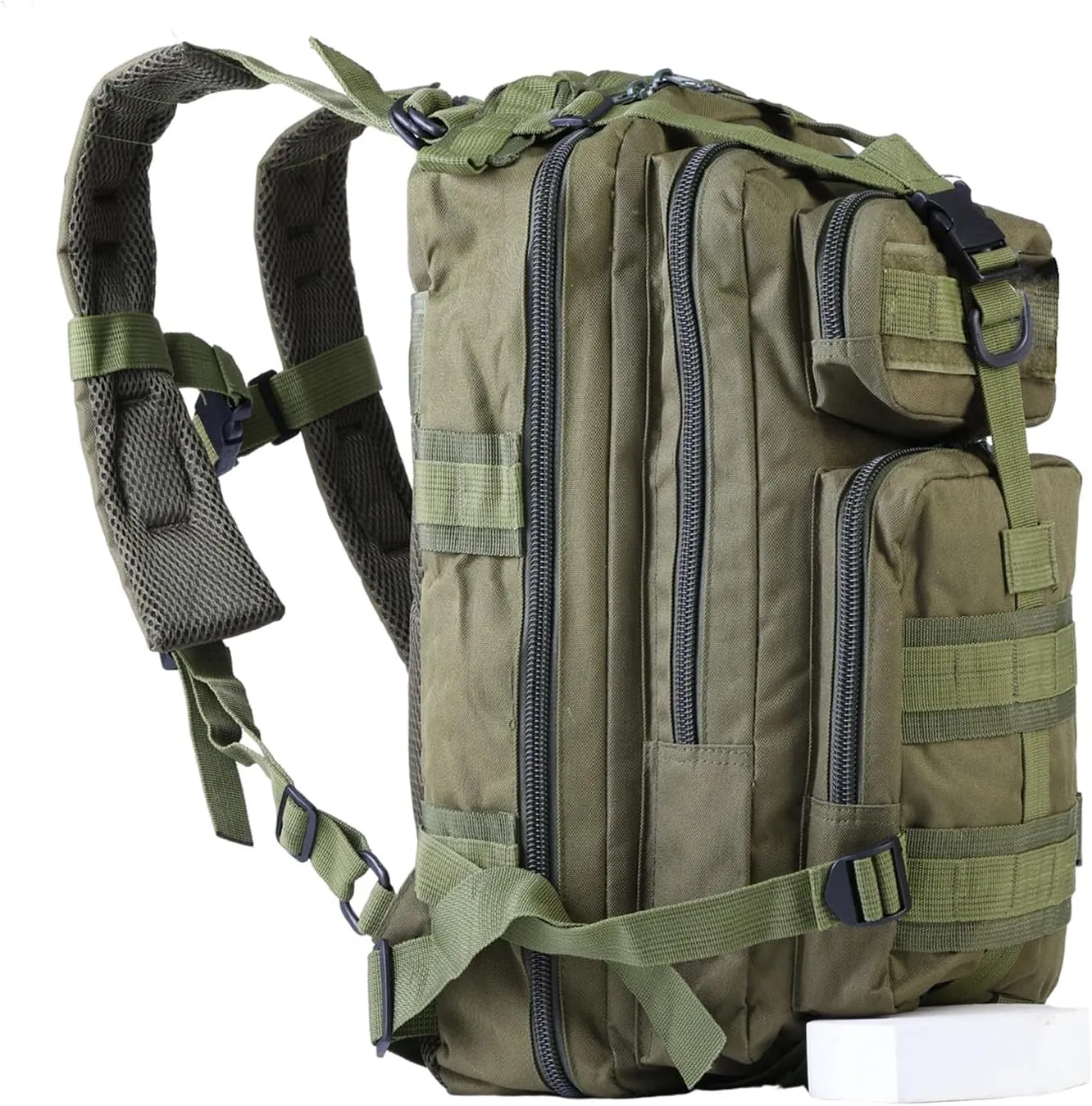 Small Tactical Backpack Military Survival Molle Army Go Bag Hunting Gym Rucking Hiking Camping Motorcycle Rucksack With Weights for Men and Women 30L (Green)