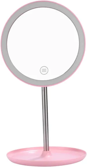 Smart Makeup Mirror Led Lights Portable Beauty Tool 360° Rotating 1200mah Battery Non-Slip Stand for Home Travel