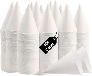 Smygoods Disposable White Paper Cone Cups (Pack of 400-4.5 oz) Eco-Friendly, Leak-Proof, Ideal for Events, Water Coolers, Quick Hydration & Efficient Cleanup