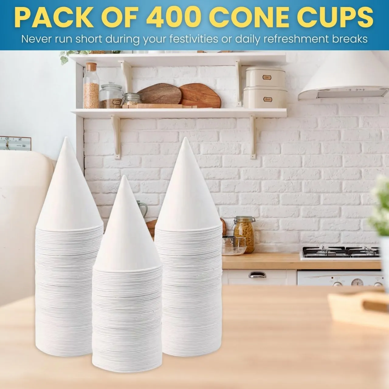 Smygoods Disposable White Paper Cone Cups (Pack of 400-4.5 oz) Eco-Friendly, Leak-Proof, Ideal for Events, Water Coolers, Quick Hydration & Efficient Cleanup