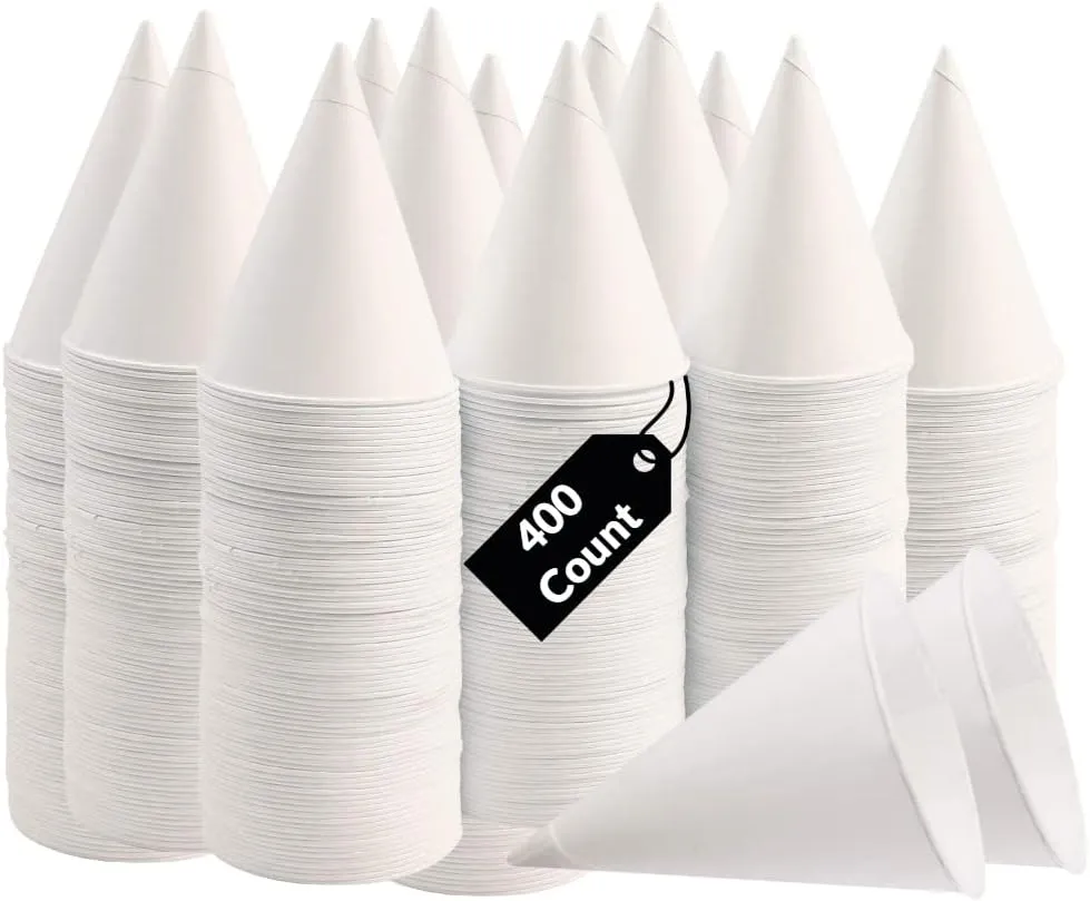 Smygoods Disposable White Paper Cone Cups (Pack of 400-4.5 oz) Eco-Friendly, Leak-Proof, Ideal for Events, Water Coolers, Quick Hydration & Efficient Cleanup
