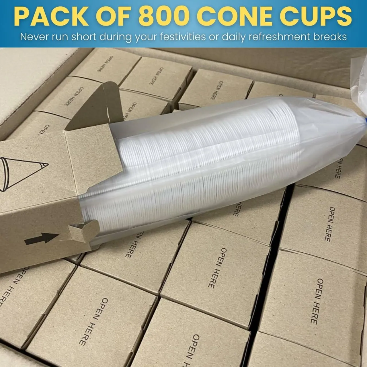 Smygoods Disposable White Paper Cone Cups (Pack of 800-4.5 oz) Eco-Friendly, Leak-Proof, Ideal for Events, Water Coolers, Quick Hydration & Efficient Cleanup
