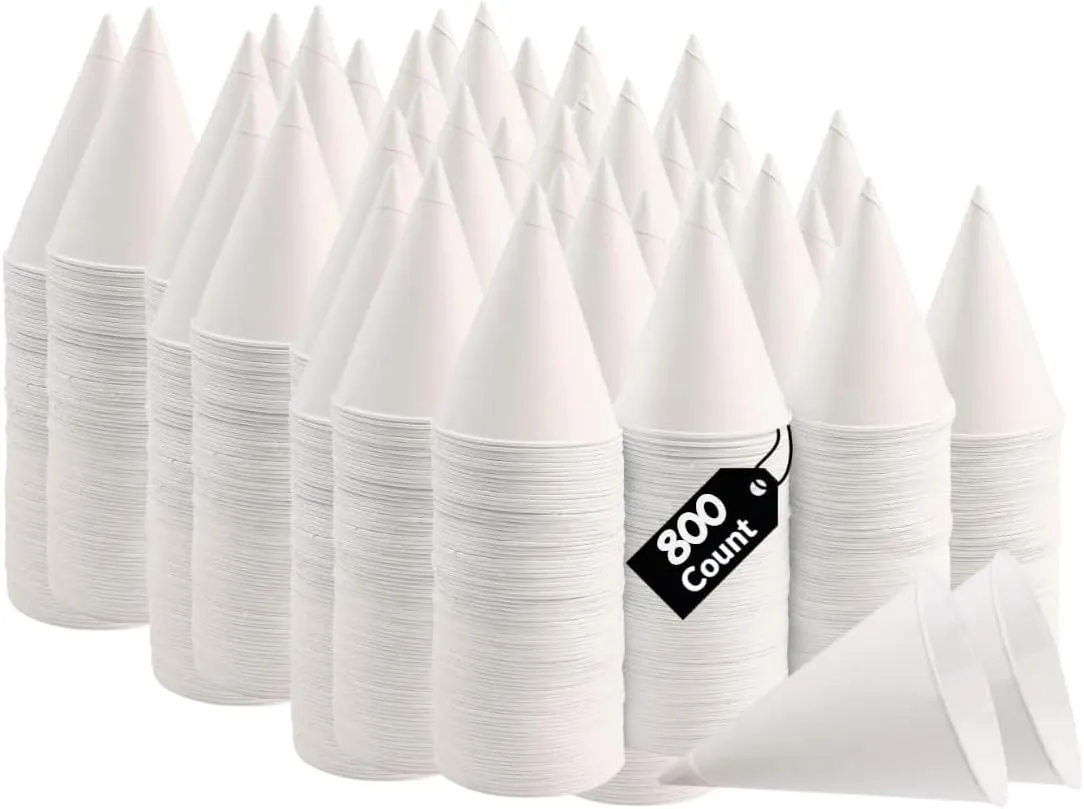 Smygoods Disposable White Paper Cone Cups (Pack of 800-4.5 oz) Eco-Friendly, Leak-Proof, Ideal for Events, Water Coolers, Quick Hydration & Efficient Cleanup