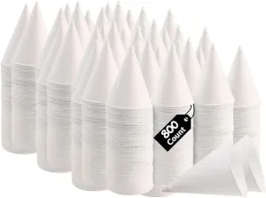 Smygoods Disposable White Paper Cone Cups (Pack of 800-4.5 oz) Eco-Friendly, Leak-Proof, Ideal for Events, Water Coolers, Quick Hydration & Efficient Cleanup