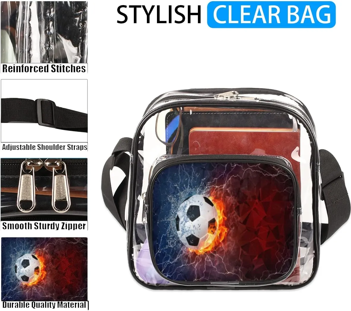 Snowman Christmas Winter Clear Crossbody Bag Clear Messenger Bag Shoulder Bags Clear Purse Stadium Approved