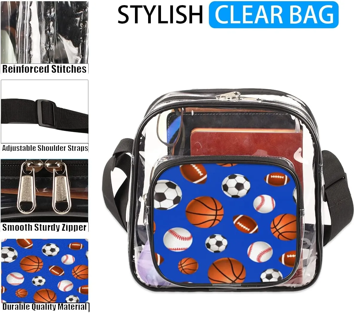 Snowman Christmas Winter Clear Crossbody Bag Clear Messenger Bag Shoulder Bags Clear Purse Stadium Approved
