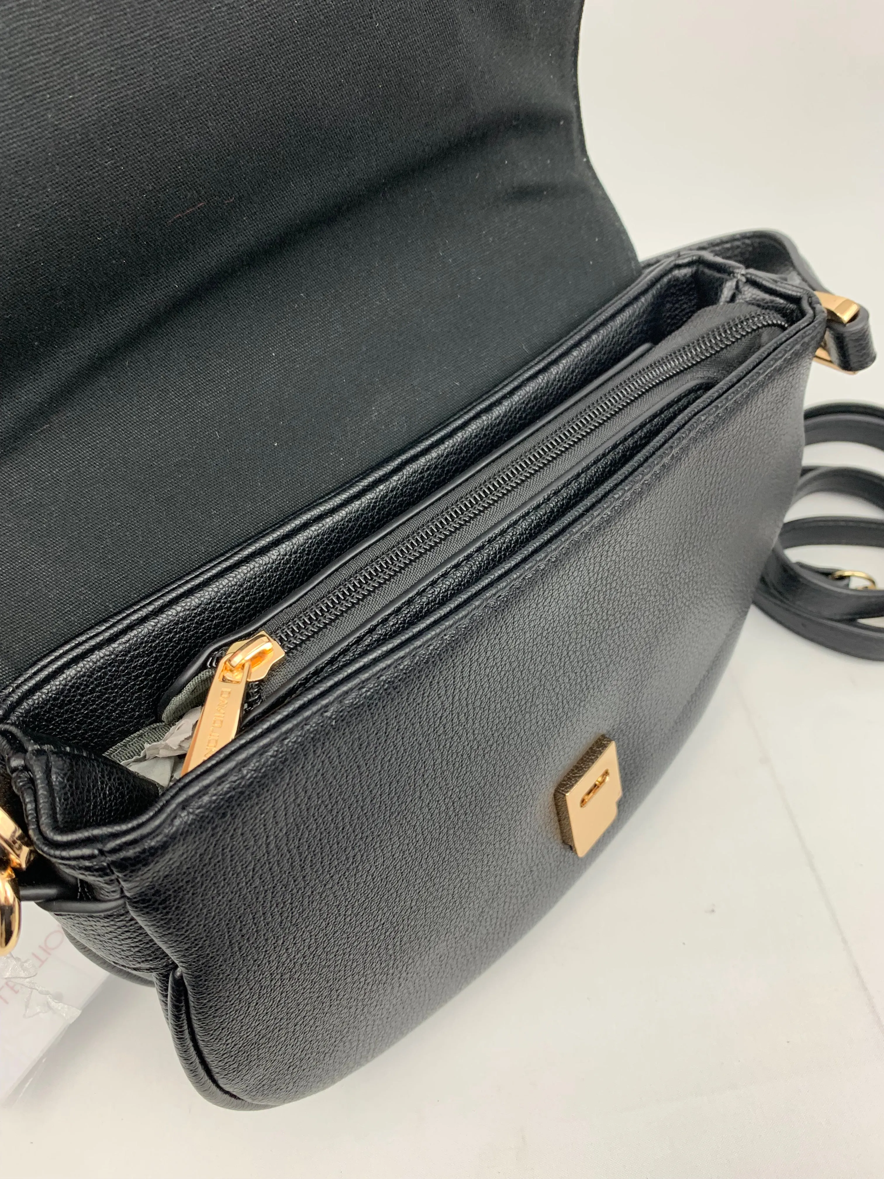 SOFIA BLACK - quality faux leather shoulder/crossbody handbag