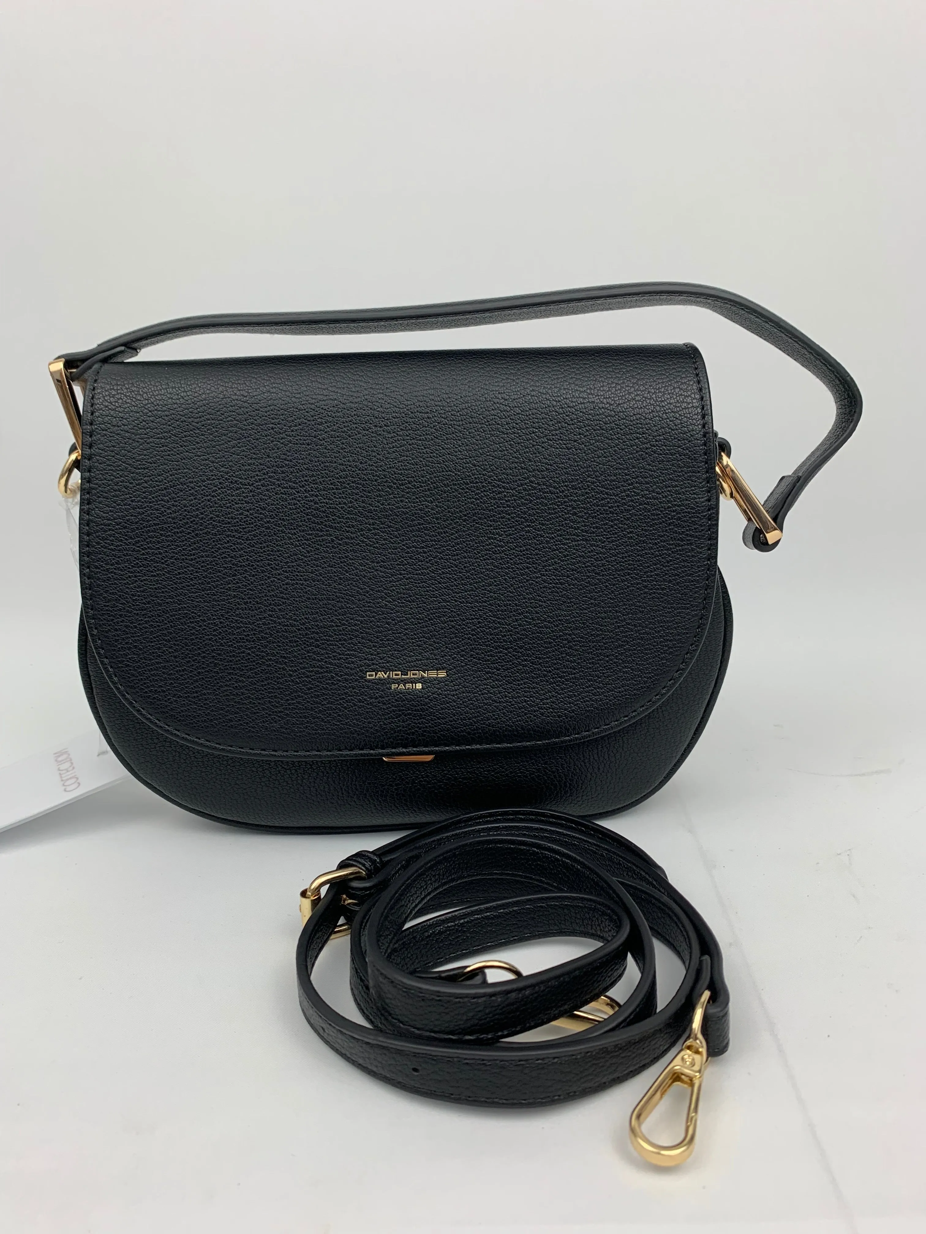 SOFIA BLACK - quality faux leather shoulder/crossbody handbag