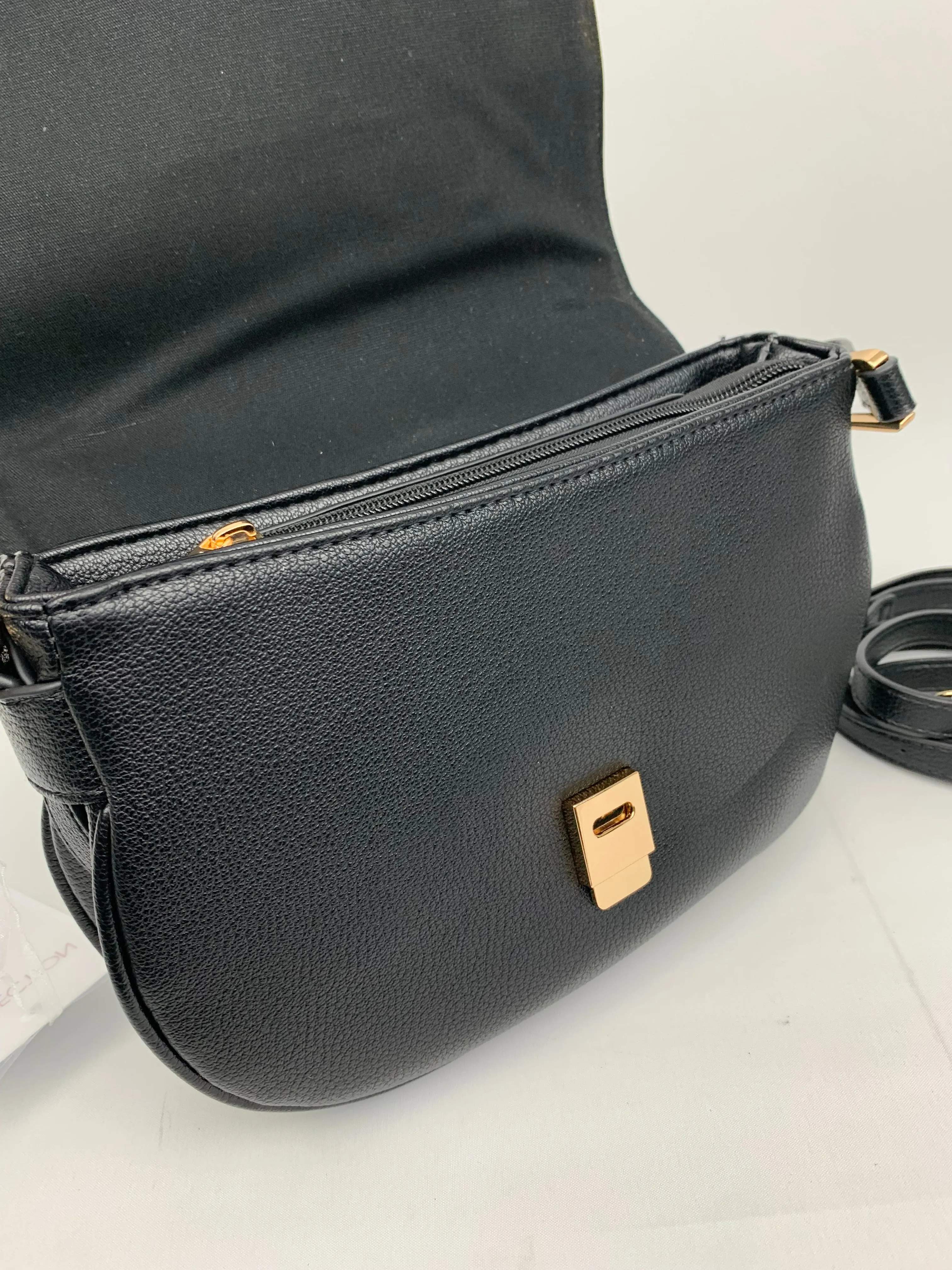 SOFIA BLACK - quality faux leather shoulder/crossbody handbag
