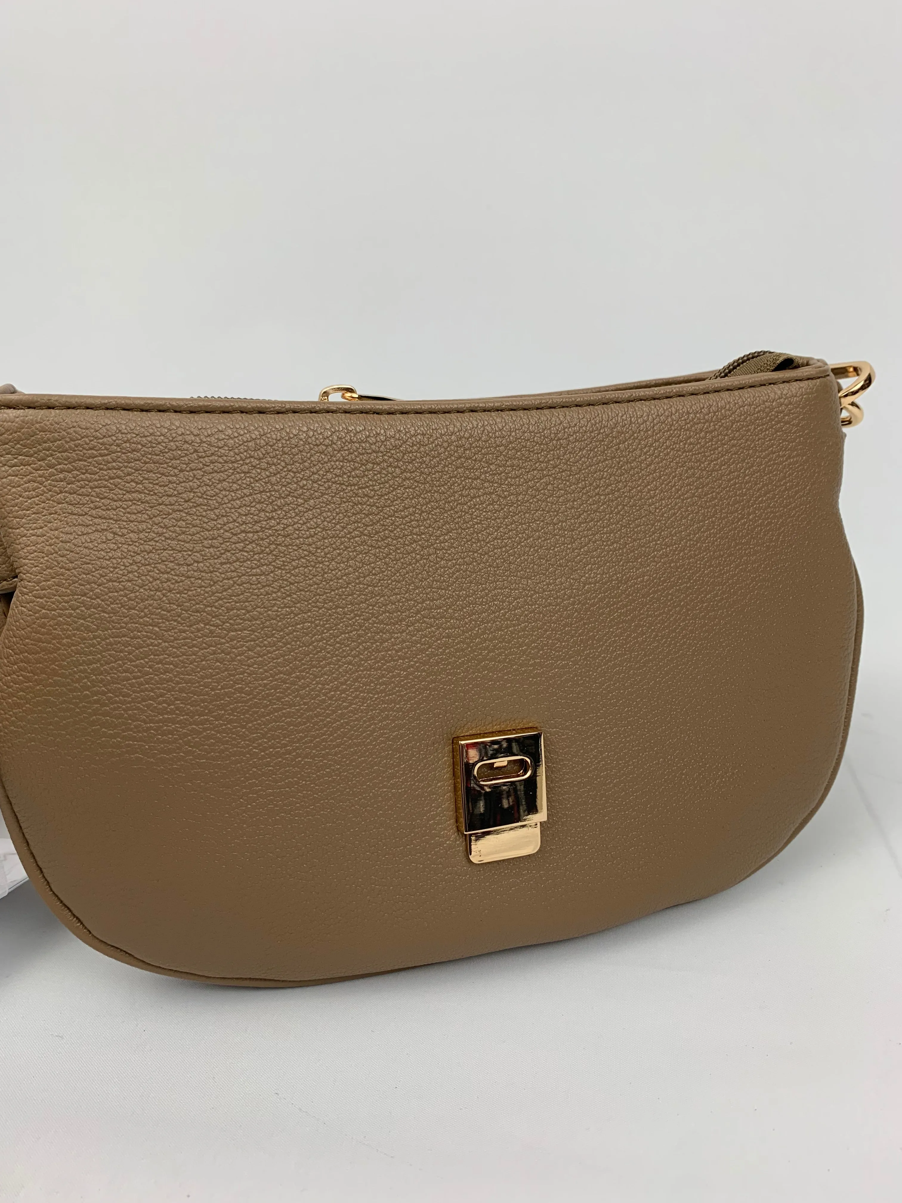 SOFIA TAUPE - quality faux leather shoulder/crossbody handbag