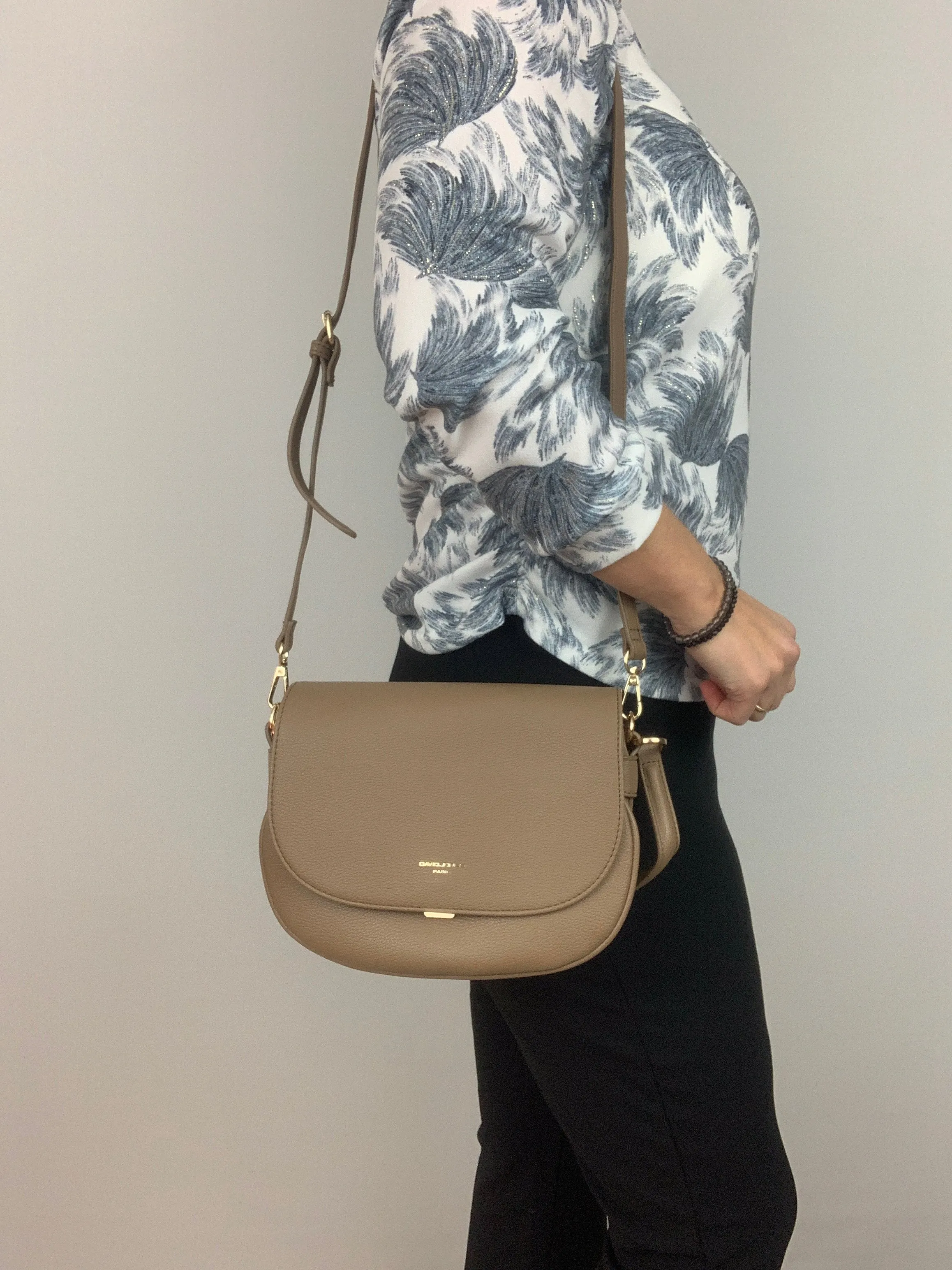 SOFIA TAUPE - quality faux leather shoulder/crossbody handbag