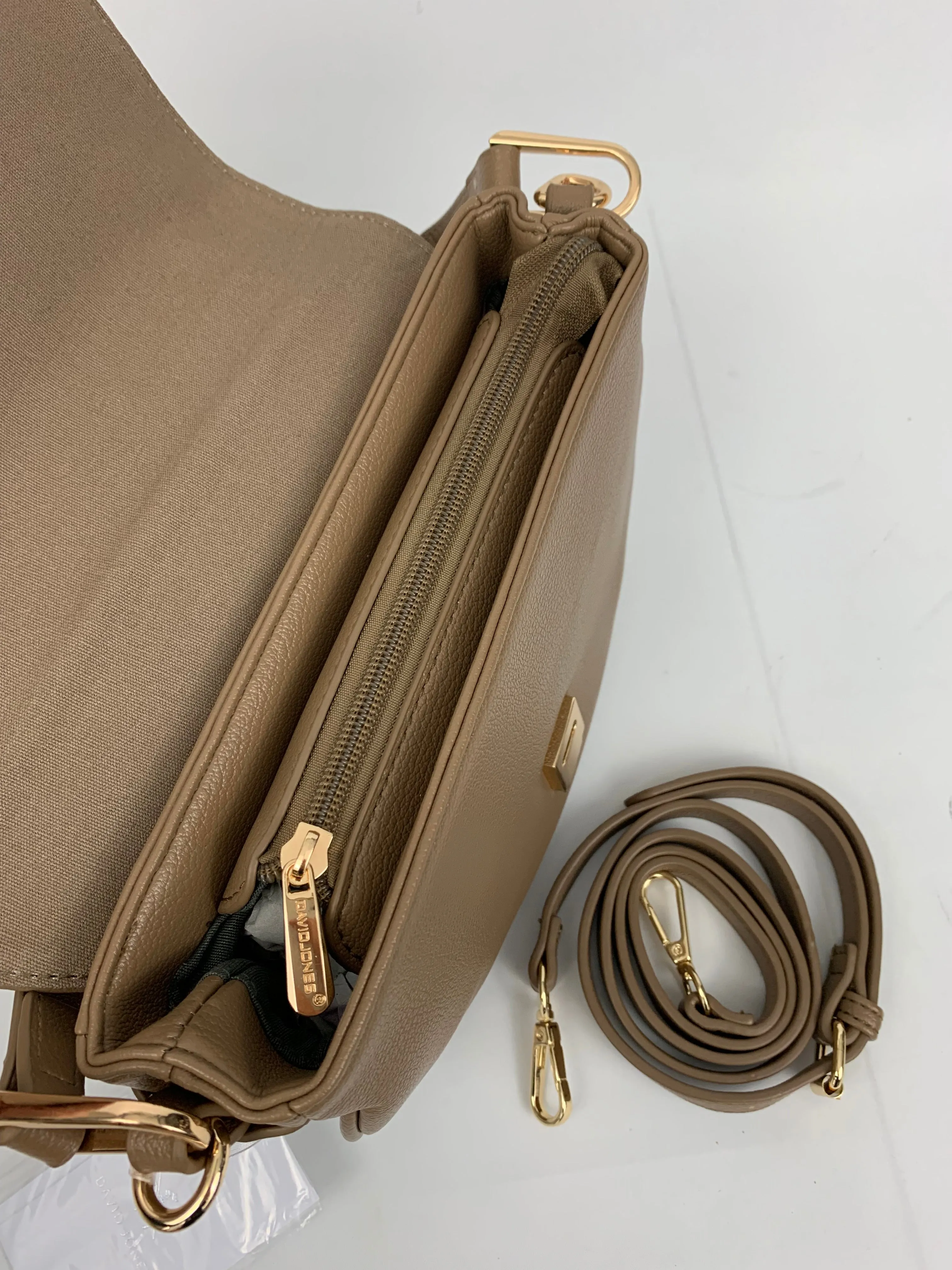 SOFIA TAUPE - quality faux leather shoulder/crossbody handbag