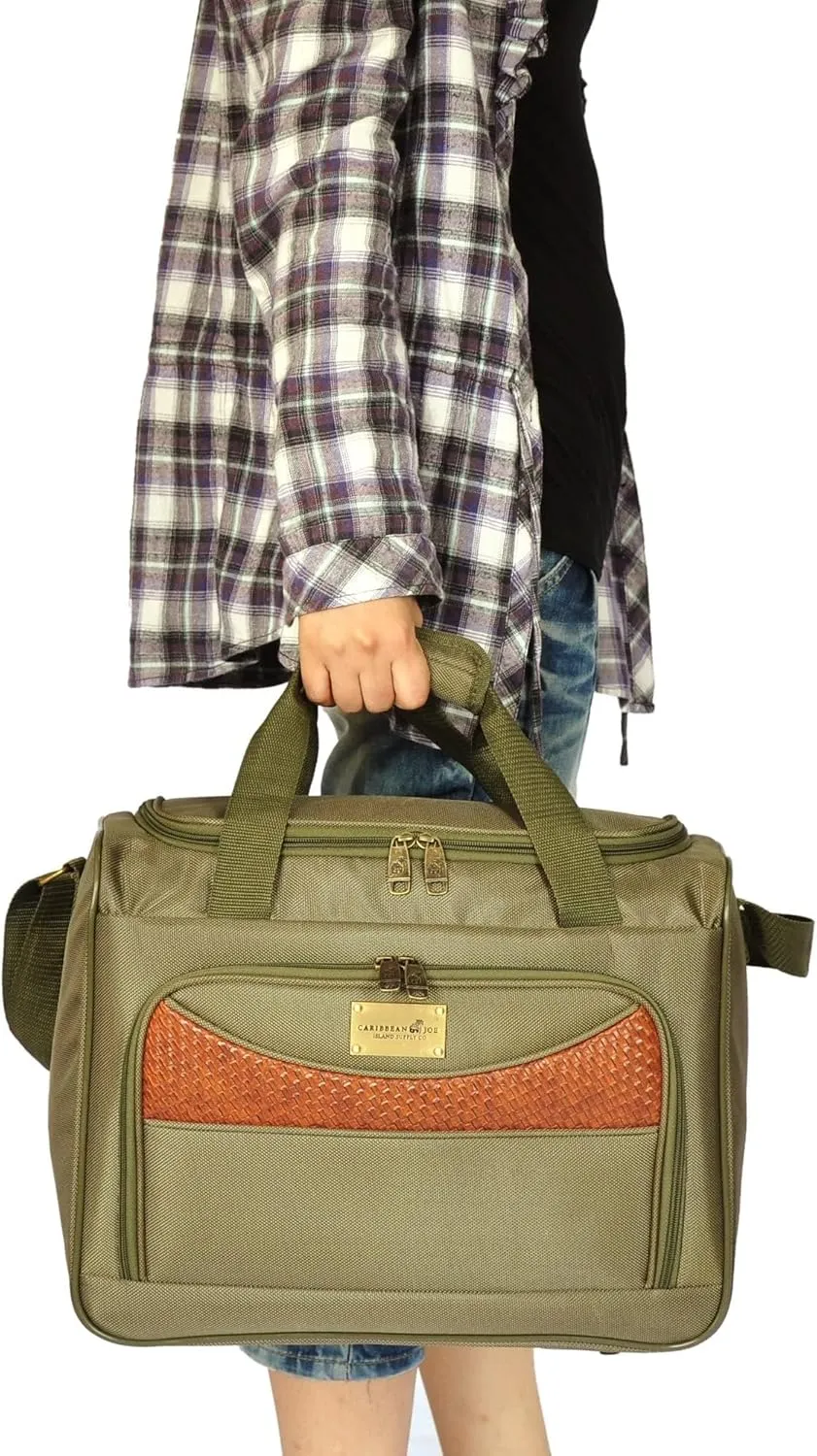 Softside Carry-On Bag for Men, Overnight Weekender Tote 16 Inch Olive