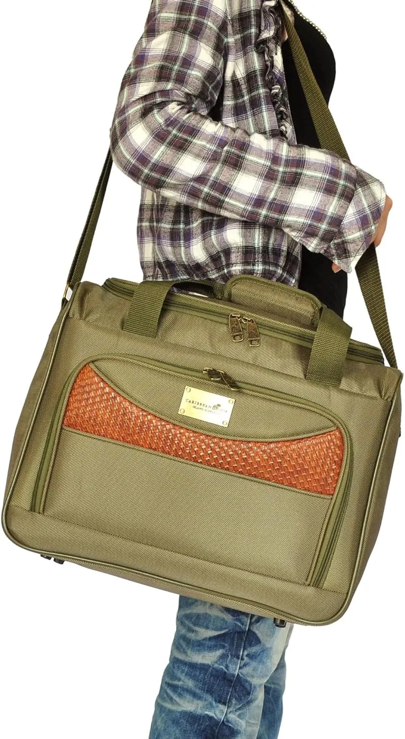 Softside Carry-On Bag for Men, Overnight Weekender Tote 16 Inch Olive