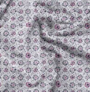 Soimoi Florals Print - Gray, Canvas Fabric Material - 56 Inch Wide, 1 Yard, Unstitched Fabric for Upholstery, Bags, Workwear and Outdoor Gear.