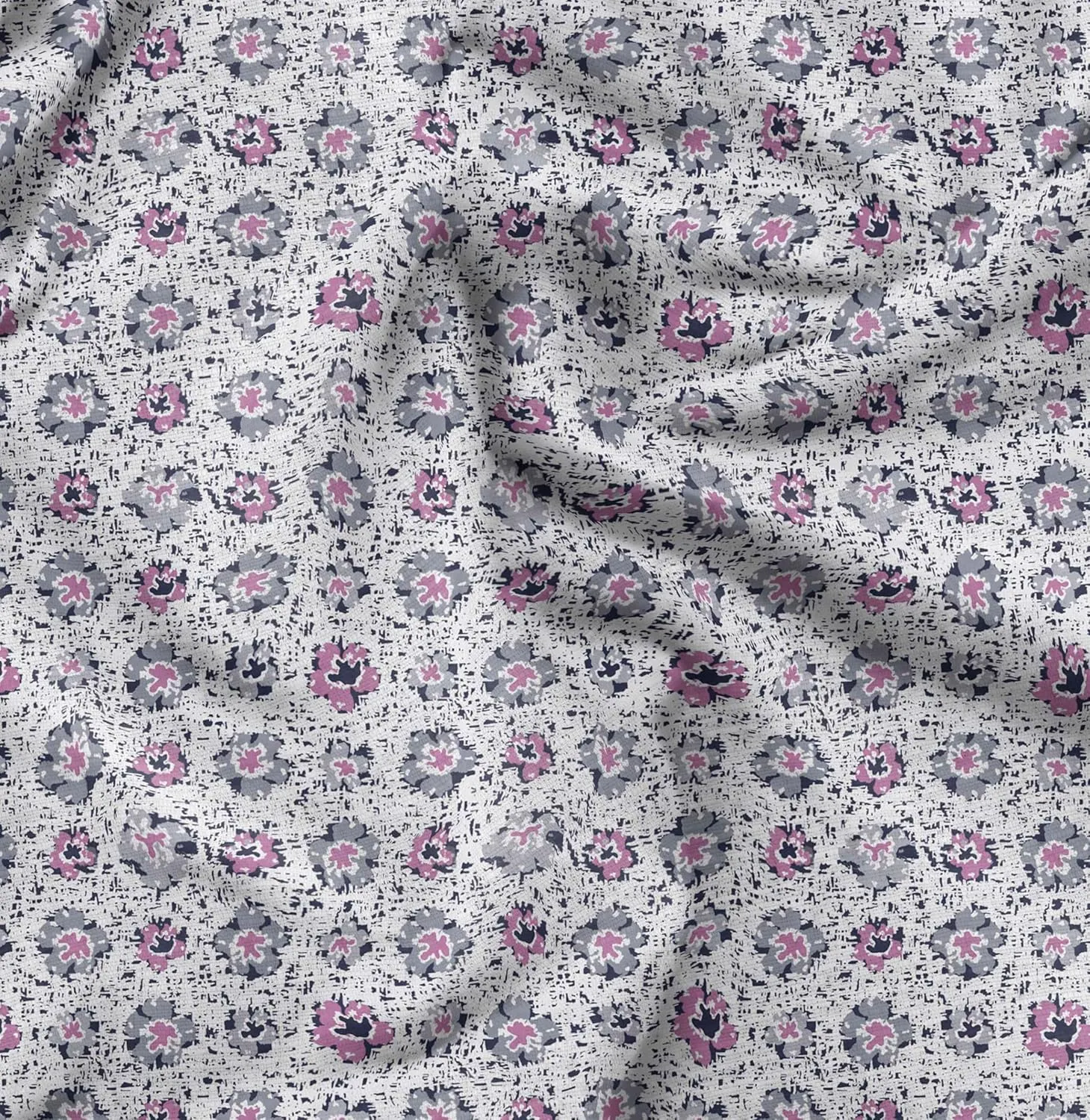 Soimoi Florals Print - Gray, Canvas Fabric Material - 56 Inch Wide, 1 Yard, Unstitched Fabric for Upholstery, Bags, Workwear and Outdoor Gear.