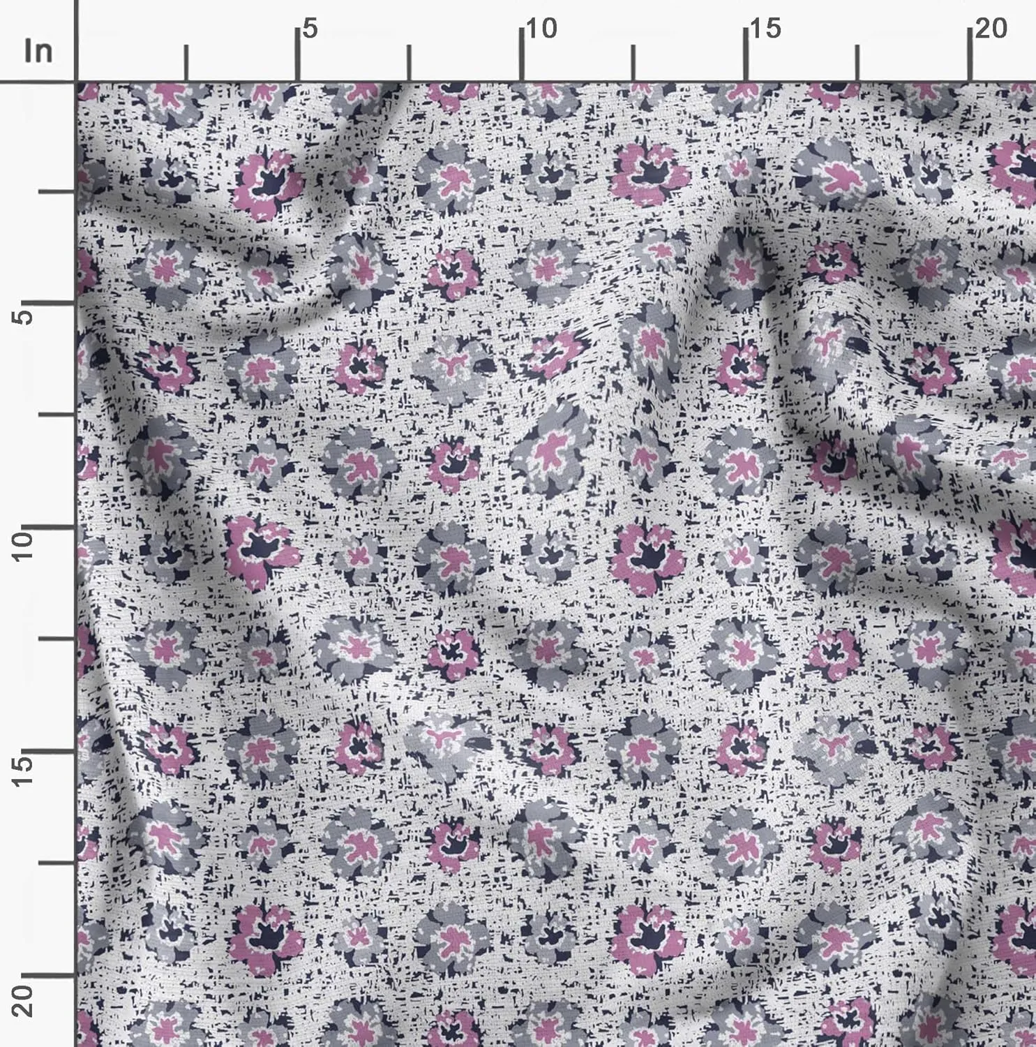 Soimoi Florals Print - Gray, Canvas Fabric Material - 56 Inch Wide, 1 Yard, Unstitched Fabric for Upholstery, Bags, Workwear and Outdoor Gear.