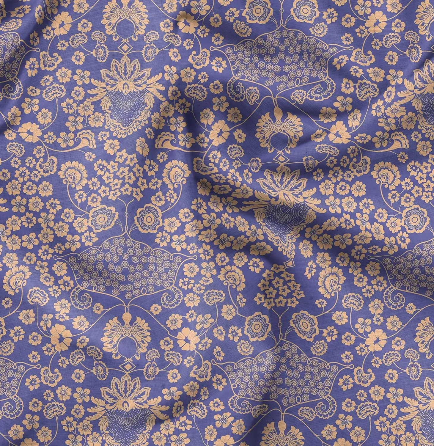 Soimoi Florals Print - Purple, Canvas Fabric Material - 56 Inch Wide, 1 Yard, Unstitched Fabric for Upholstery, Bags, Workwear and Outdoor Gear.