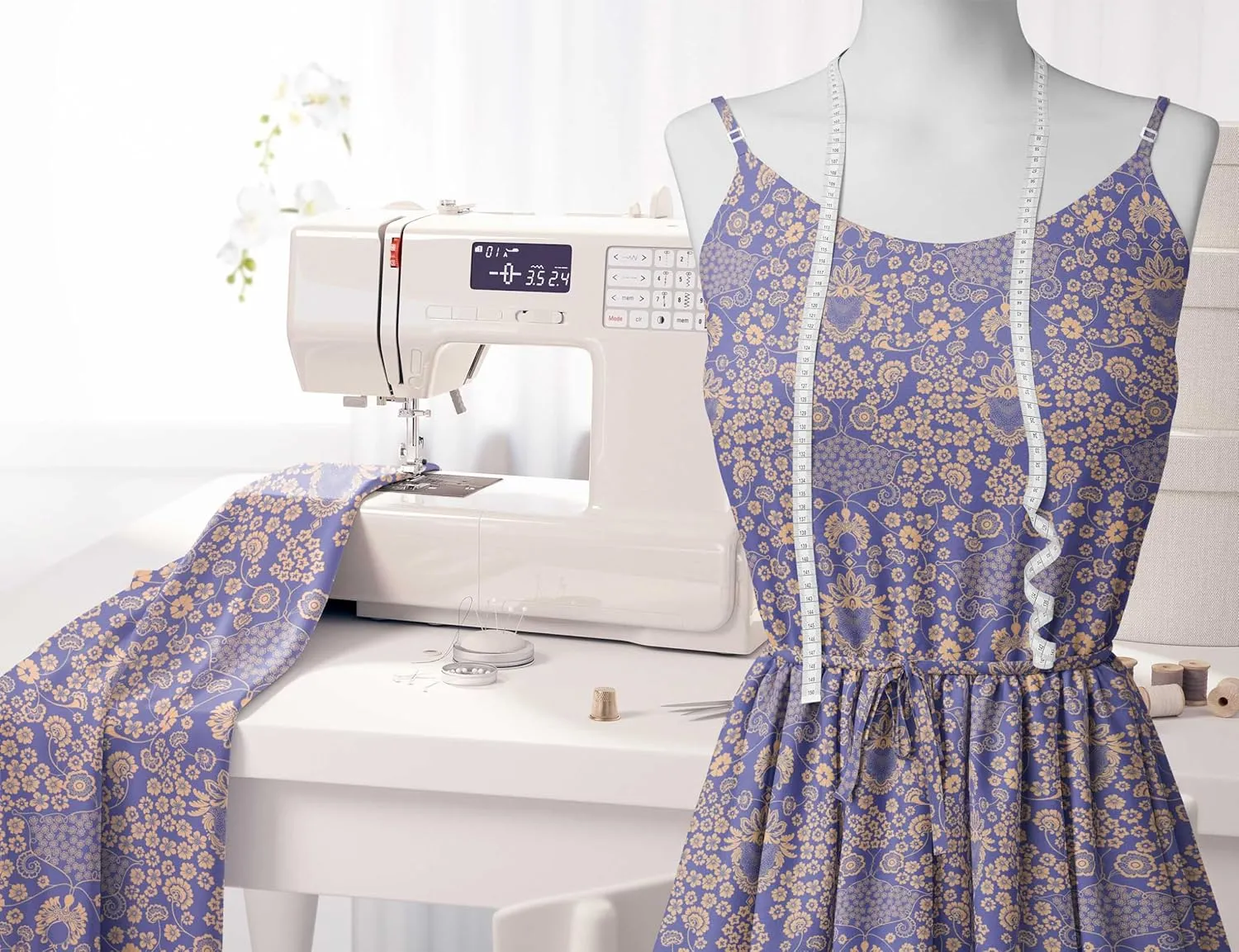 Soimoi Florals Print - Purple, Canvas Fabric Material - 56 Inch Wide, 1 Yard, Unstitched Fabric for Upholstery, Bags, Workwear and Outdoor Gear.