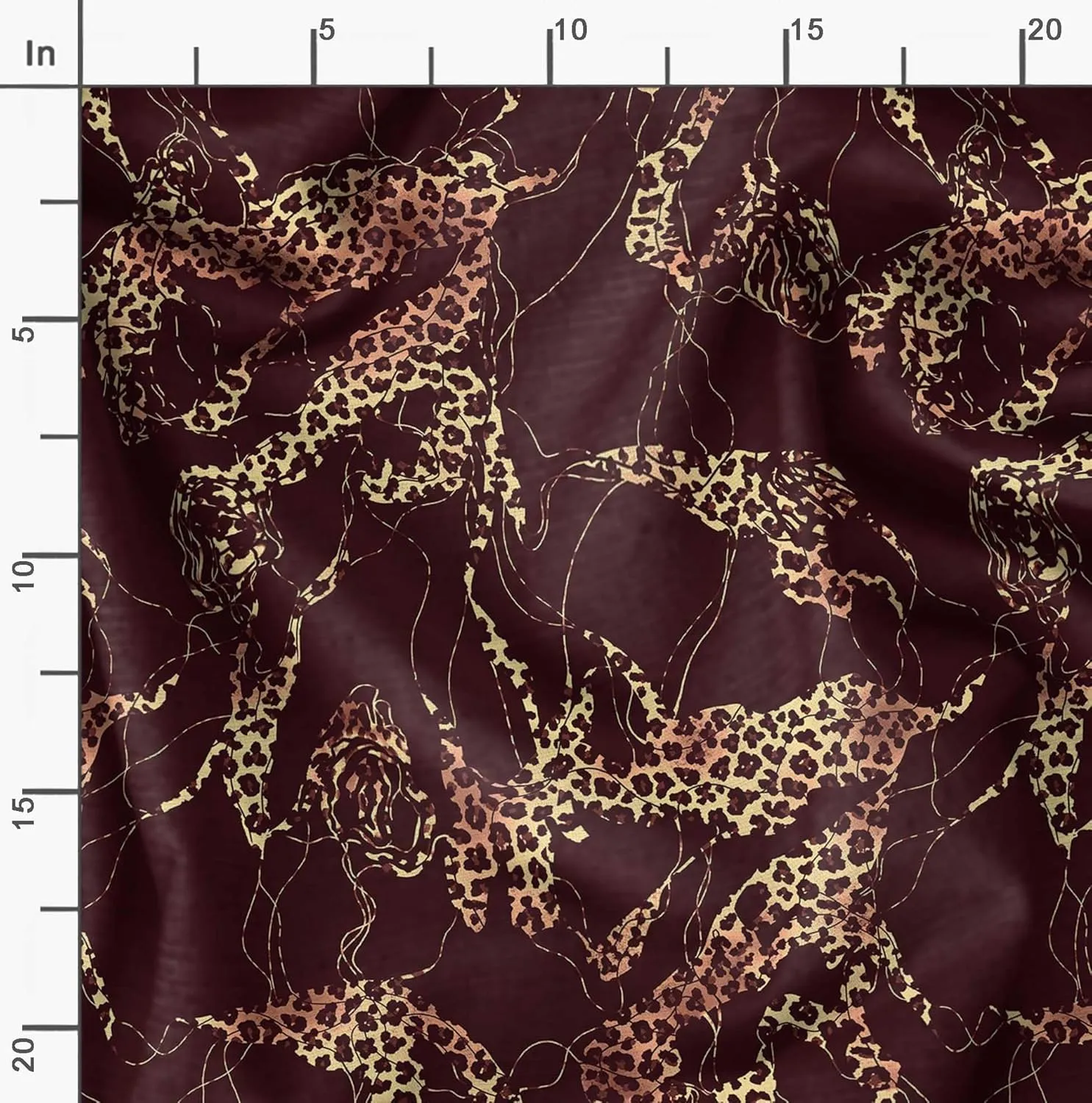 Soimoi Leopard Print - Brown, Canvas Fabric Material - 56 Inch Wide, 1 Yard, Unstitched Fabric for Upholstery, Bags, Workwear and Outdoor Gear.
