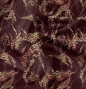 Soimoi Leopard Print - Brown, Canvas Fabric Material - 56 Inch Wide, 1 Yard, Unstitched Fabric for Upholstery, Bags, Workwear and Outdoor Gear.