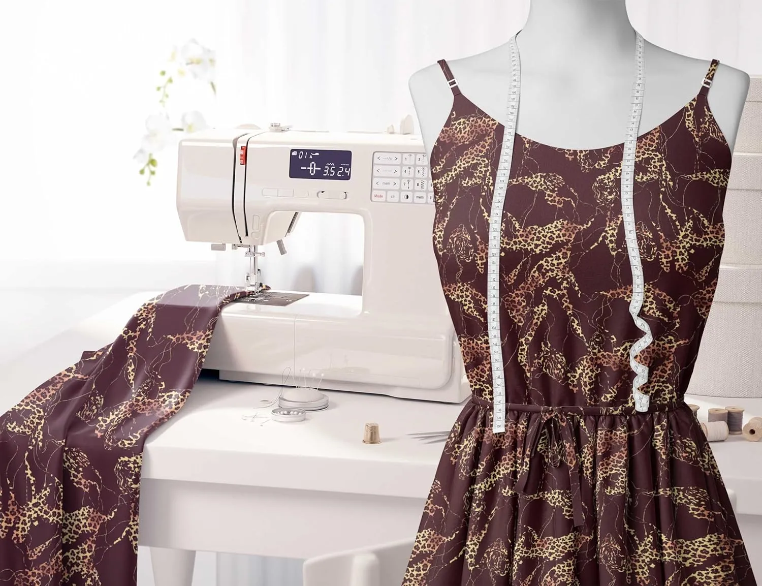 Soimoi Leopard Print - Brown, Canvas Fabric Material - 56 Inch Wide, 1 Yard, Unstitched Fabric for Upholstery, Bags, Workwear and Outdoor Gear.