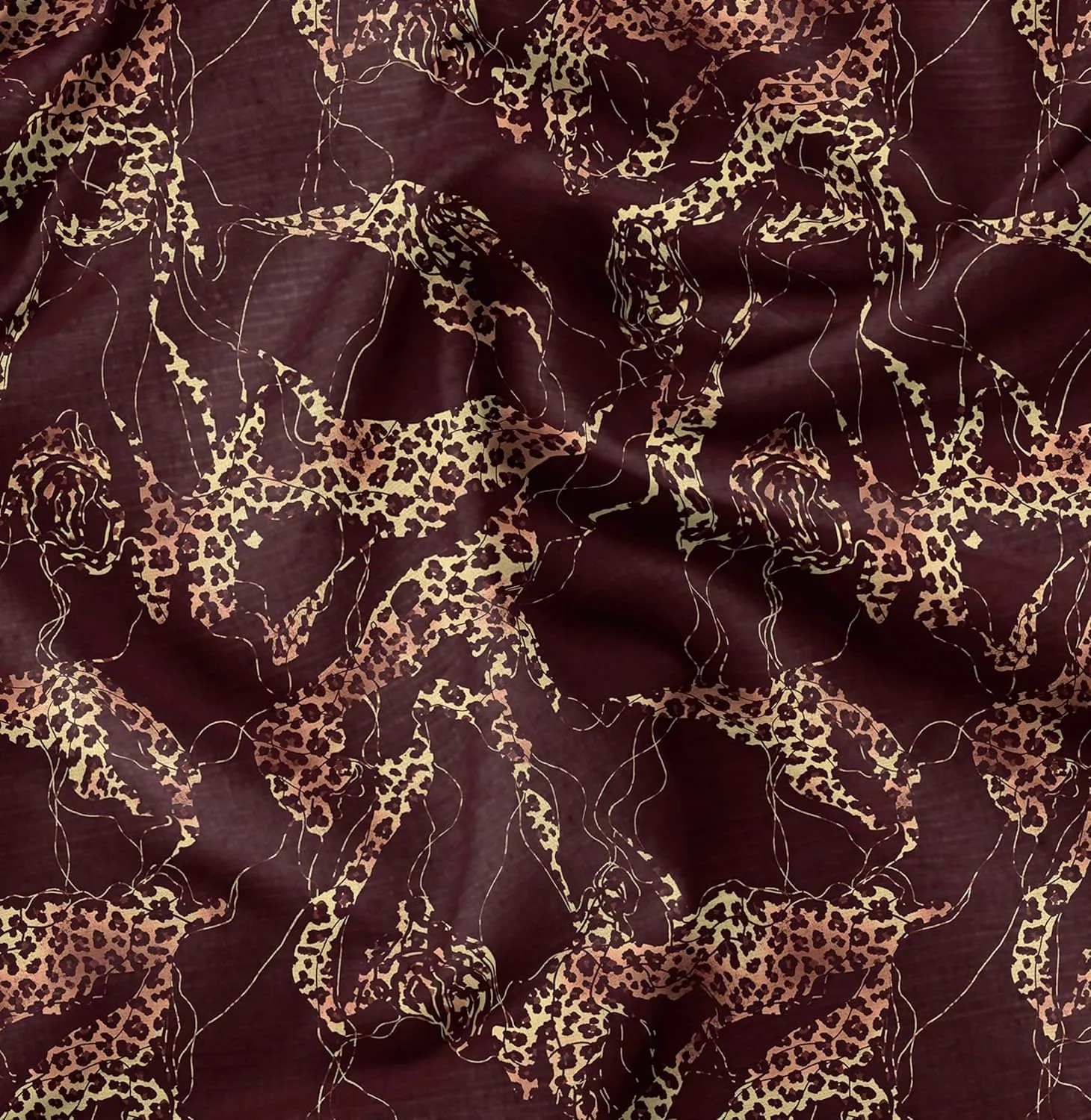 Soimoi Leopard Print - Brown, Canvas Fabric Material - 56 Inch Wide, 1 Yard, Unstitched Fabric for Upholstery, Bags, Workwear and Outdoor Gear.