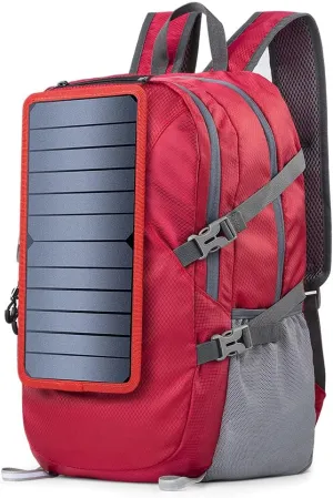 Solar Backpack Foldable Hiking Daypack With 5V Power Supply