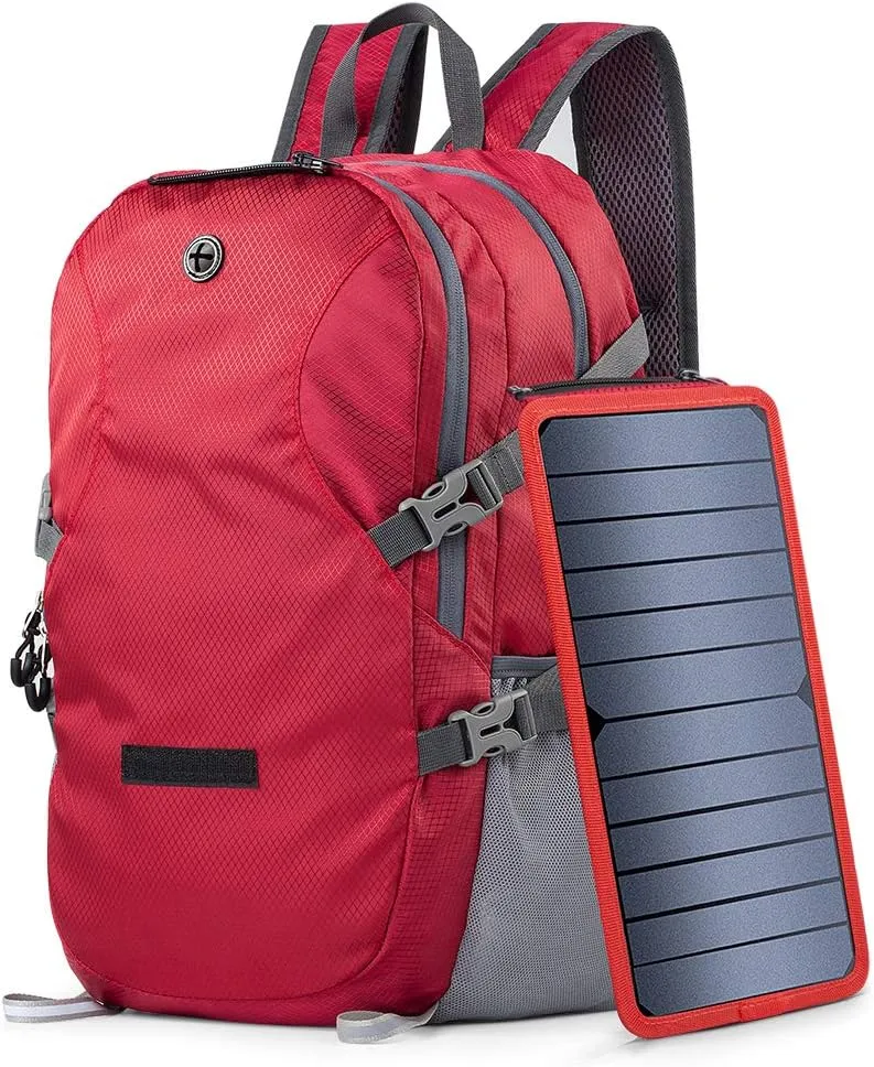 Solar Backpack Foldable Hiking Daypack With 5V Power Supply