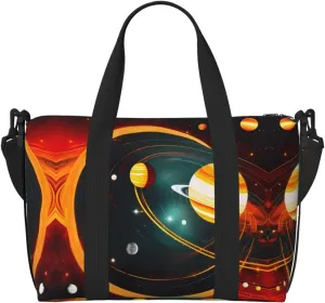 Solar System Jupiter Saturn print Gym Bag for Women,Carry on Weekender Overnight Duffle Bag,Personal Item Tote Bag