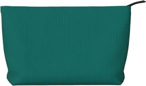 Solid dark green Printed corduroy cosmetic bag - travel essential cosmetic storage bag