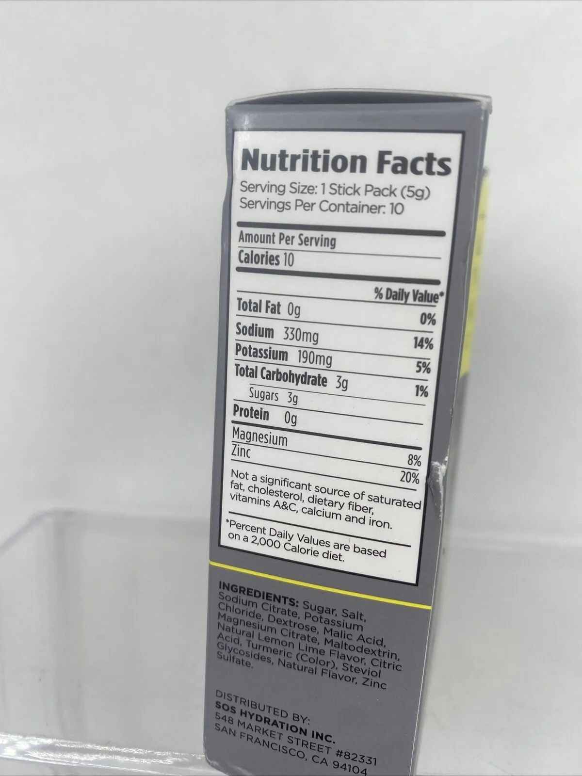 SOS Hydration Citrus Electrolyte Drink Mix 10 Packs Keto 10 Calorie 6/23