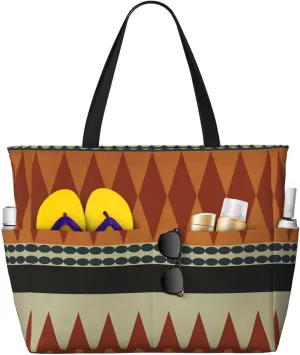 Southwestern Rhythms Beach Bag Women Tote Bag Pool Bag With Zipper For Gym Grocery Travel With Wet Pocket