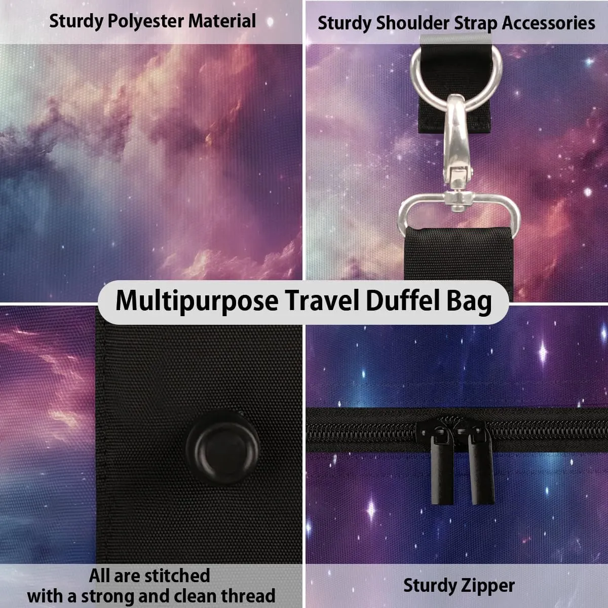Space Galaxy Travel Duffel Bag for Women Men Waterproof Foldable Overnight Weekender Bag Large Capacity Sports Gym Bag