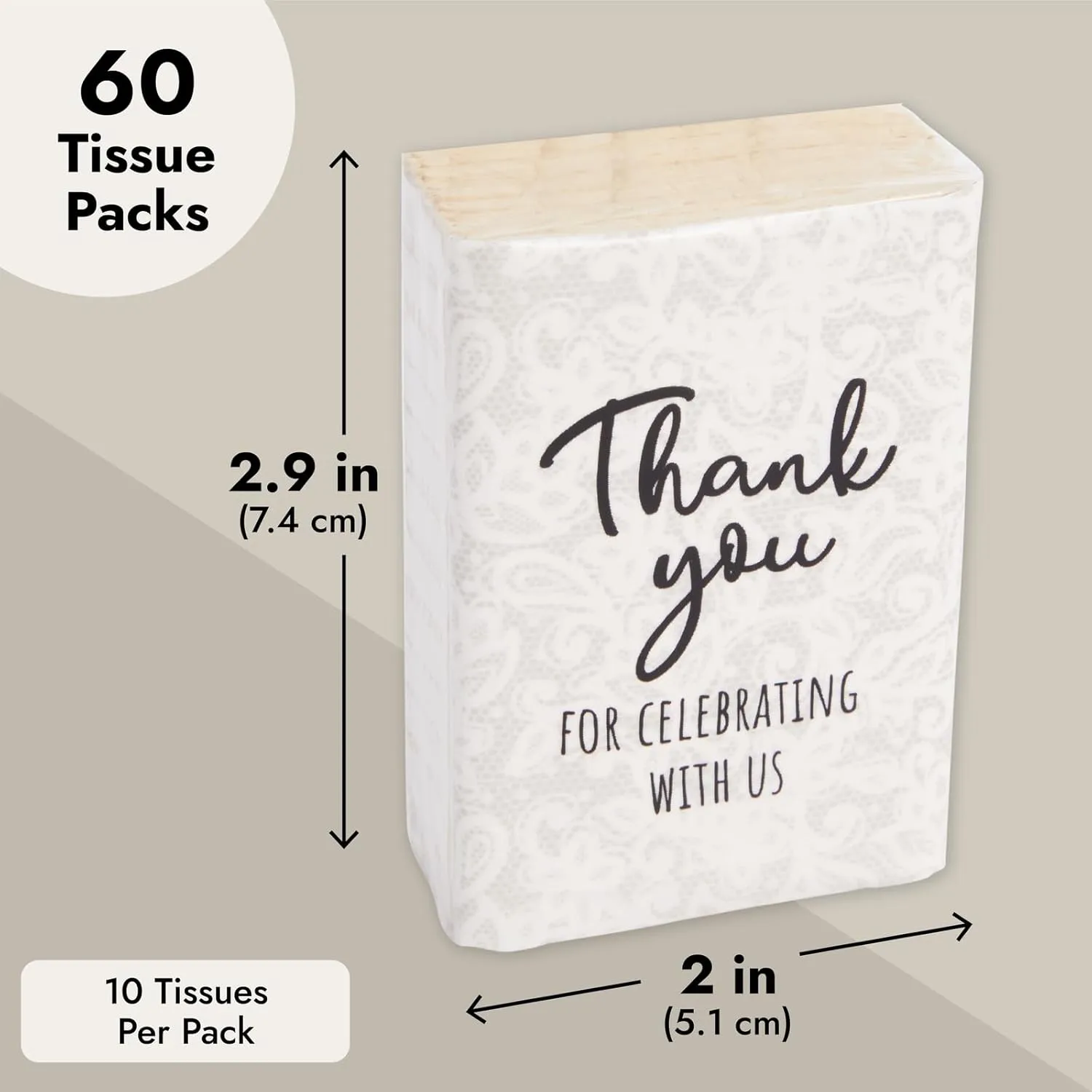 Sparkle and Bash 60 3 Ply Bamboo Thank You Pocket Tissues Travel Packs for Anniversary Items - 3x2 In Thank You for Celebrating With Us Tissue Travel Packs