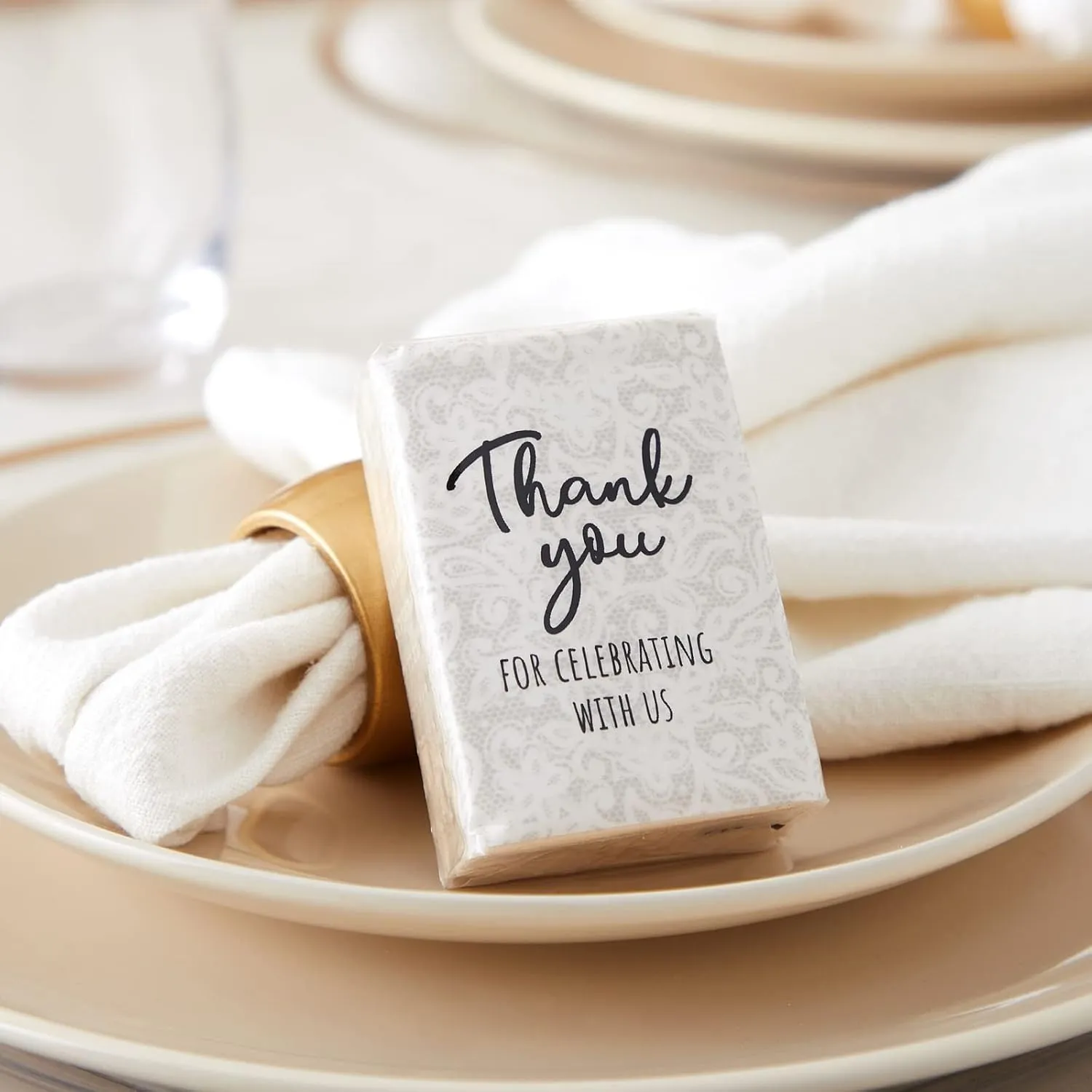 Sparkle and Bash 60 3 Ply Bamboo Thank You Pocket Tissues Travel Packs for Anniversary Items - 3x2 In Thank You for Celebrating With Us Tissue Travel Packs