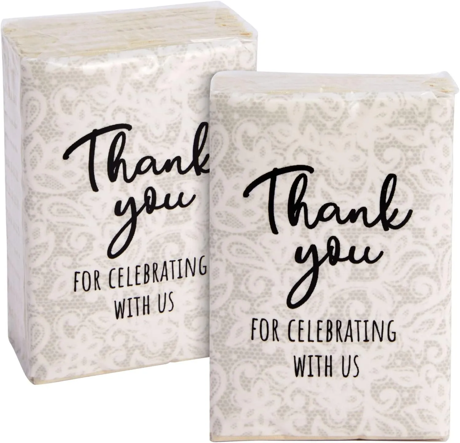 Sparkle and Bash 60 3 Ply Bamboo Thank You Pocket Tissues Travel Packs for Anniversary Items - 3x2 In Thank You for Celebrating With Us Tissue Travel Packs