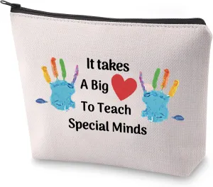 Special Education Teacher Gift ASL Disabler Teacher Cosmetic Bag It Takes A Big Heart to Teach Special Kids Appreciation Gift (Teach Special Kids)