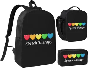 Speech Therapy Speech Language Pathologist Therapist Backpack Set Lightweight Laptop Backpack Lunch Bag with Pencil Case for Women Men Travel Work