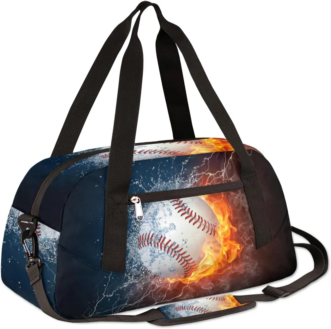 Sport Baseball In Fire Water Kids Duffel Bag for Girls Boys Sport Gym Bag Small Overnight Weekender Tote Bag Teen Dance Bag for Traveling Gymnastic