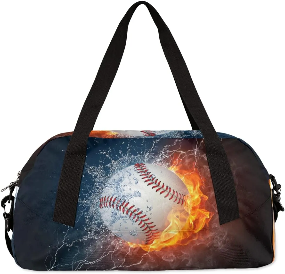 Sport Baseball In Fire Water Kids Duffel Bag for Girls Boys Sport Gym Bag Small Overnight Weekender Tote Bag Teen Dance Bag for Traveling Gymnastic