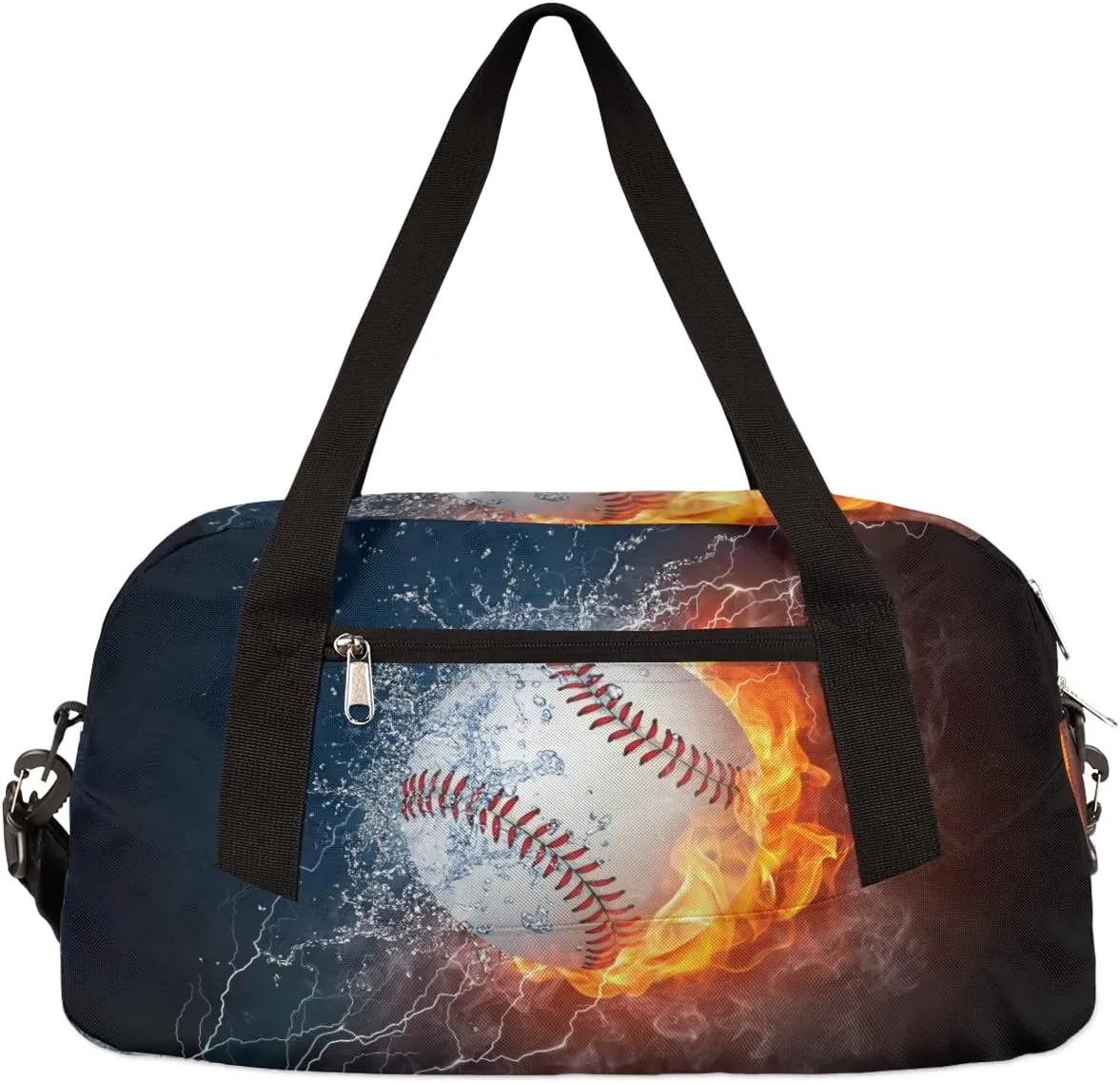 Sport Baseball In Fire Water Kids Duffel Bag for Girls Boys Sport Gym Bag Small Overnight Weekender Tote Bag Teen Dance Bag for Traveling Gymnastic