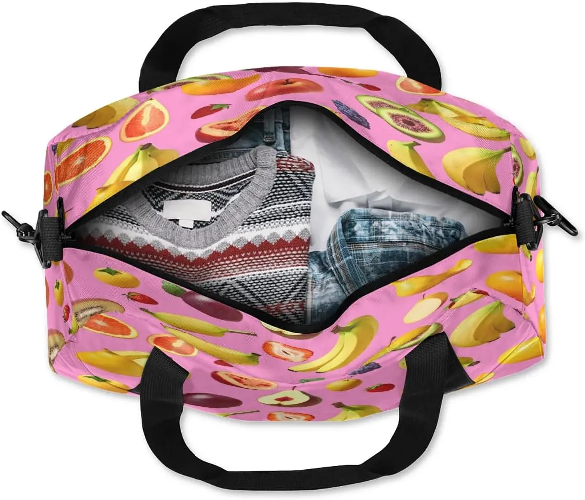 Sport Duffel Bag Banana Grape Strawberry Kids Gym Bag Weekender Overnight Bags for Boys Girls Teens Carry On Workout Travel Bag