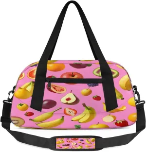 Sport Duffel Bag Banana Grape Strawberry Kids Gym Bag Weekender Overnight Bags for Boys Girls Teens Carry On Workout Travel Bag