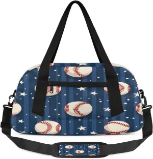 Sport Duffel Bag Baseball Star Stripe Kids Gym Bag Weekender Overnight Bags for Boys Girls Teens Carry On Workout Travel Bag
