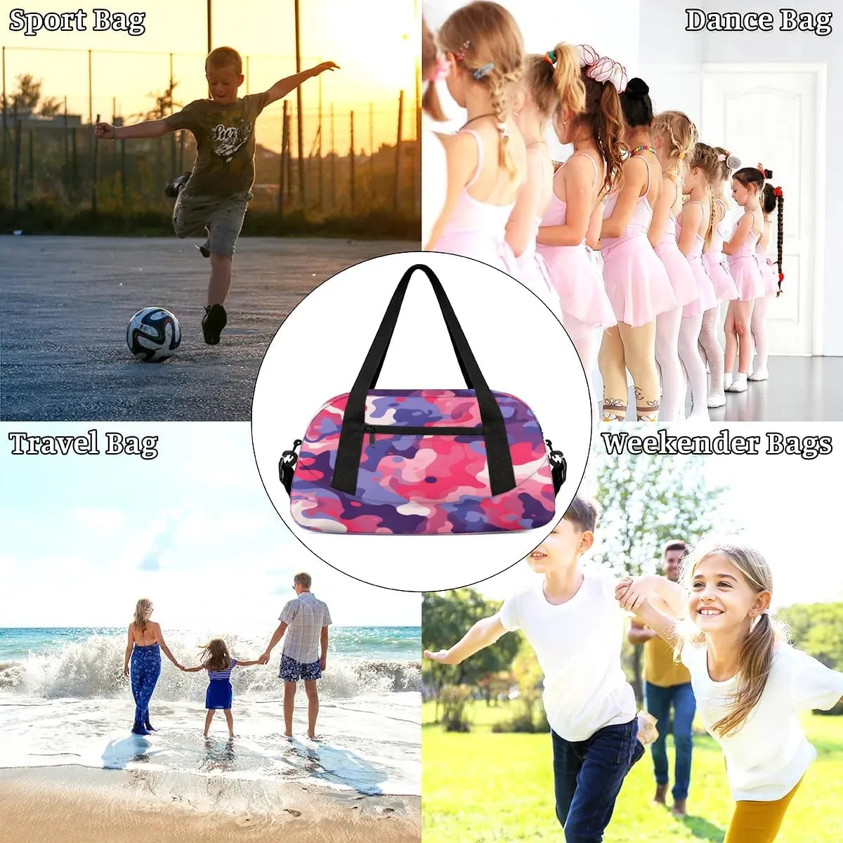Sport Duffel Bag Beautiful Camouflage Color Kids Gym Bag Weekender Overnight Bags for Boys Girls Teens Carry On Workout Travel Bag