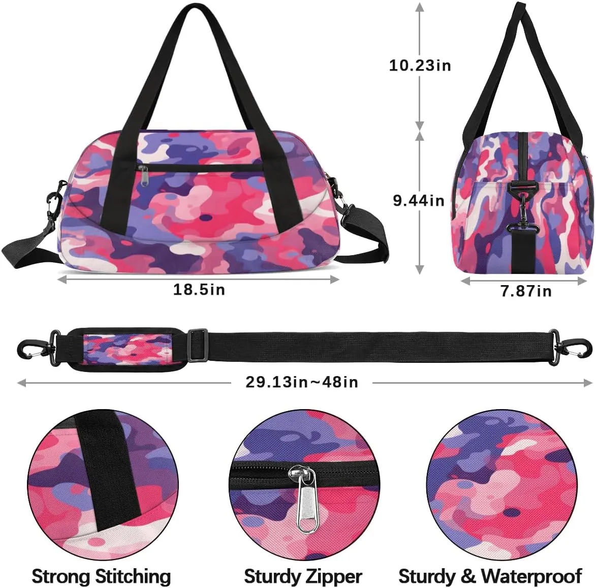 Sport Duffel Bag Beautiful Camouflage Color Kids Gym Bag Weekender Overnight Bags for Boys Girls Teens Carry On Workout Travel Bag